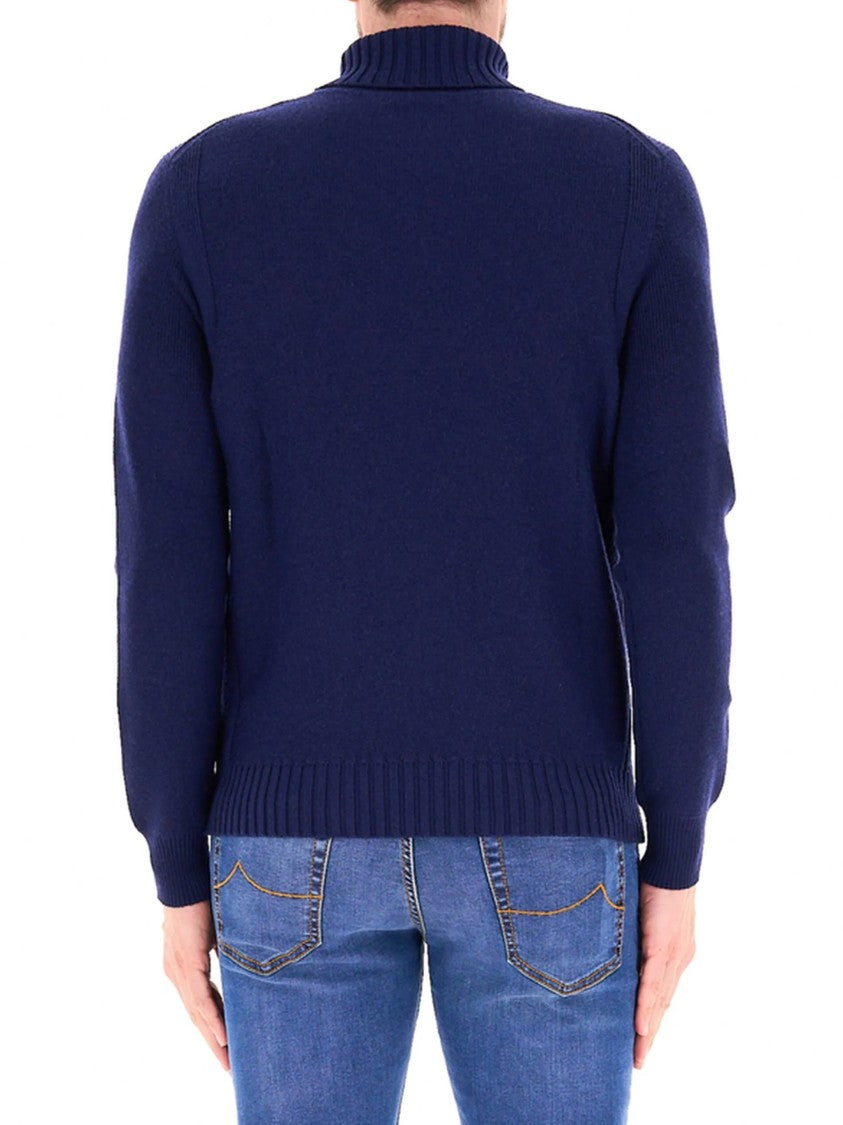 Ballantyne High Neck Argyle Pattern Wool Sweater