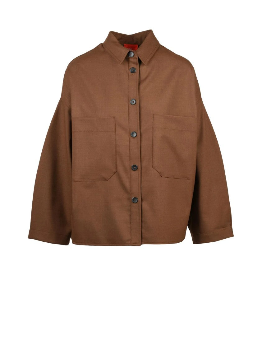 Merci.Live The Unexpected Brown Wool-Blend Oversized Shirt