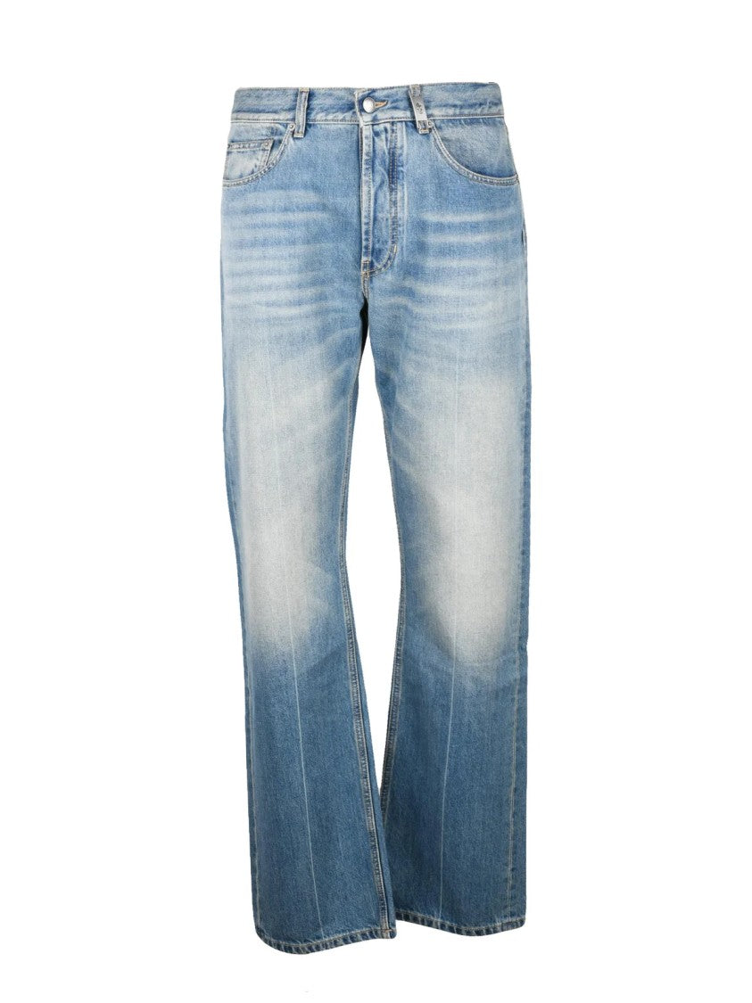 Alexander Mcqueen Blue Five-Pocket Straight-Leg Cotton Jeans