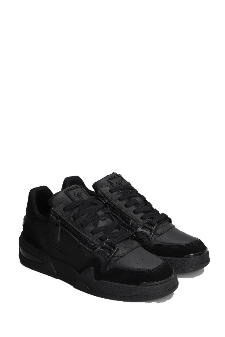 Giuseppe Zanotti Black Side Zip Chunky Sole Leather Low-Top Sneakers
