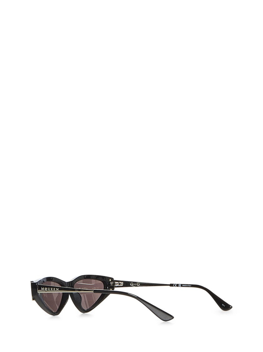 Alexander Mcqueen Cat-Eye Black Acetate Sunglasses With Metal Temples