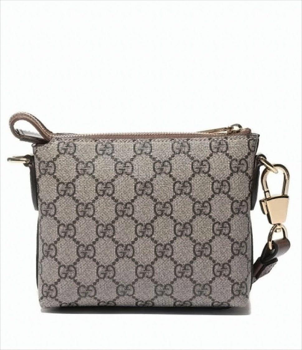 Gucci Rectangular Monogram Crossbody Bag With Gold-Tone Accents