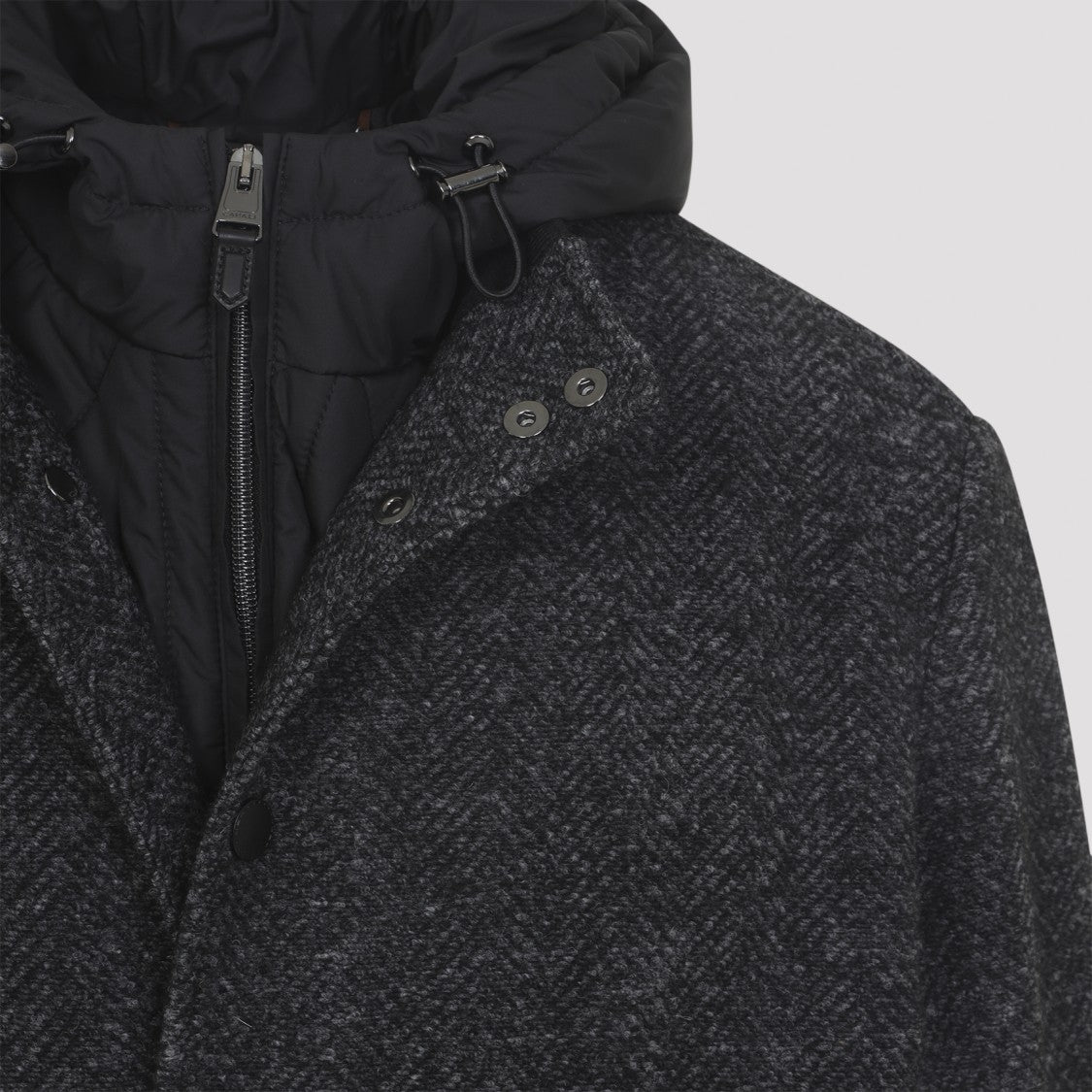 Canali Hoodie Dark Grey Viscose Bomber Jacket