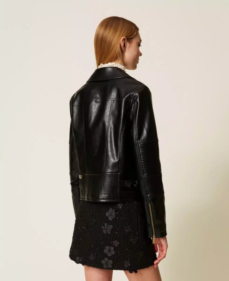 Twin-Set Faux Leather Biker Jacket