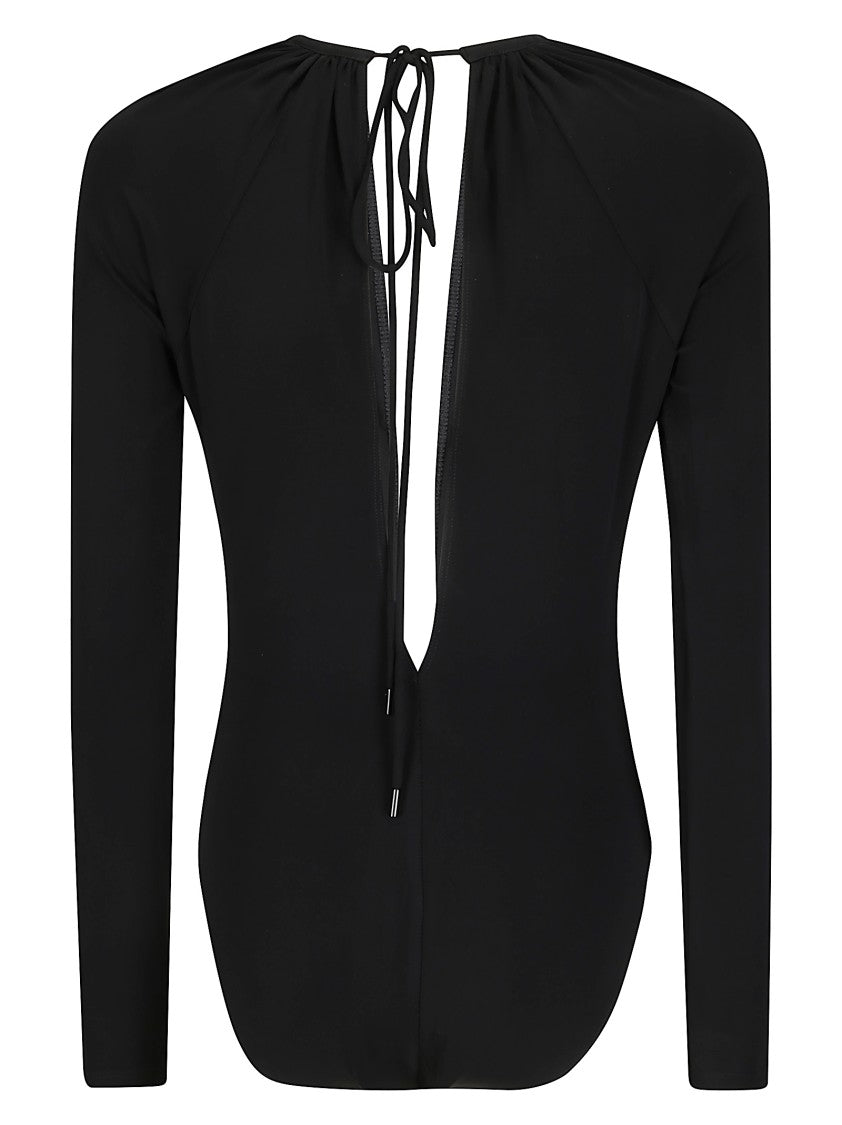 Marine Serre Top Draped Jersey Ls Crewneck