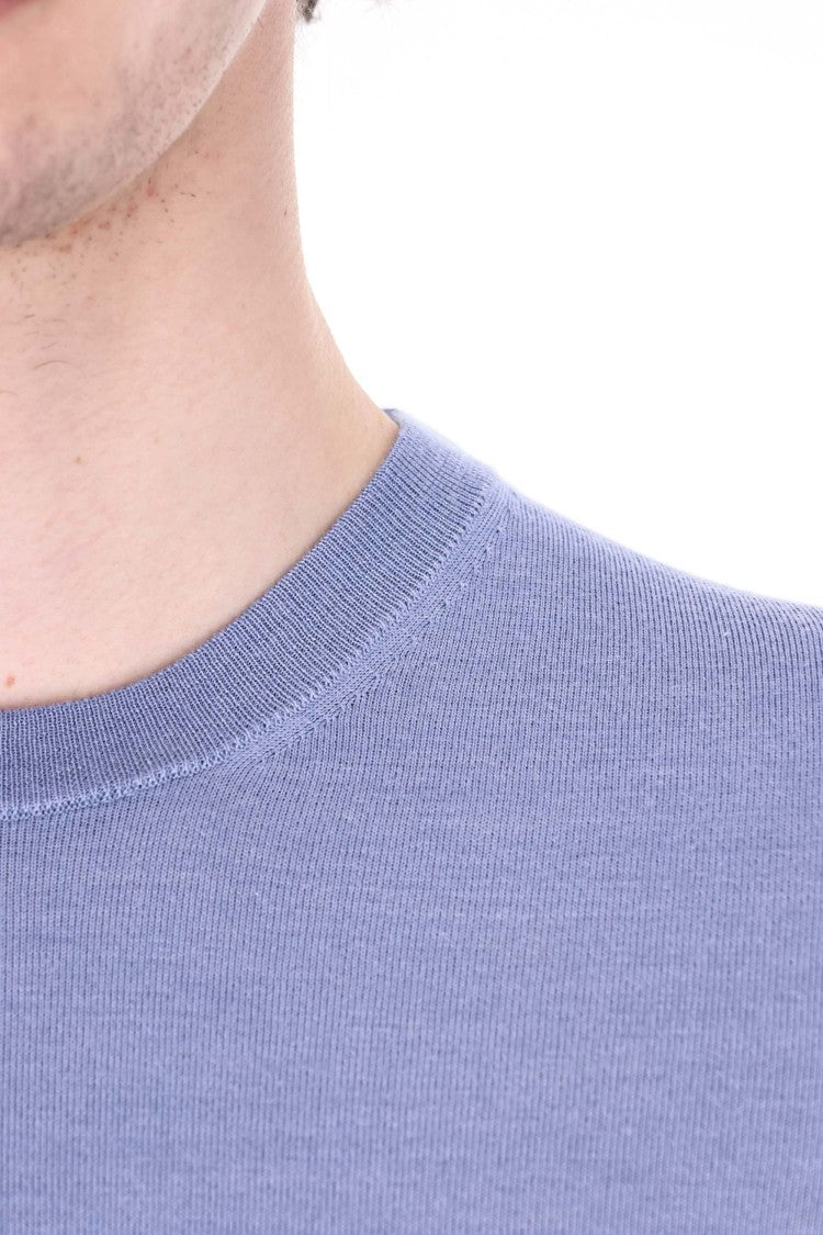 Drumohr Blue Cashmere-Wool-Silk Crewneck Sweater