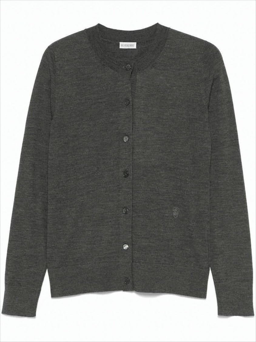 Burberry Fine-Knit Gray Cardigan With Button-Down Front