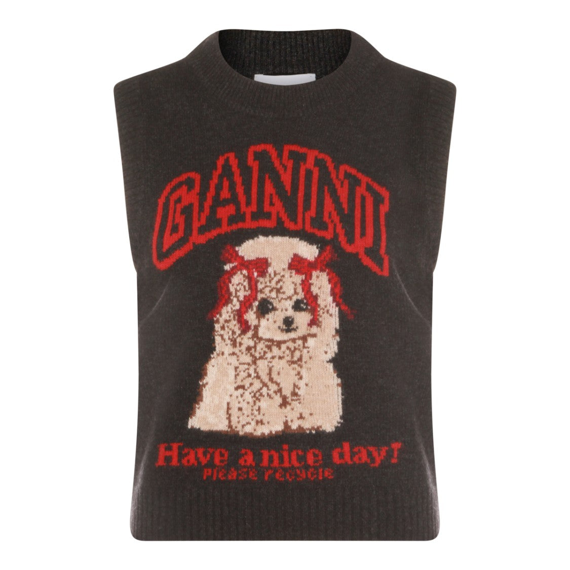 Ganni Black Sand Wool Blend Knitwear