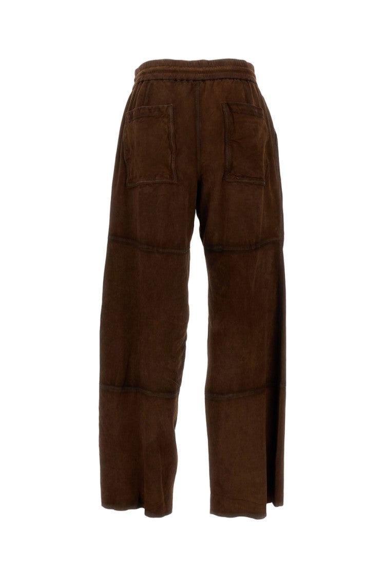 Parosh Brown Suede Trousers With Elastic Waistband
