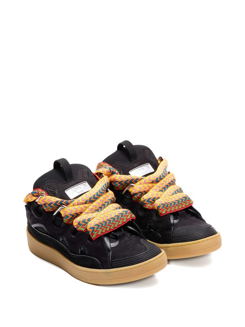 Lanvin Black Curb Sneakers Textured Calf Sneakers