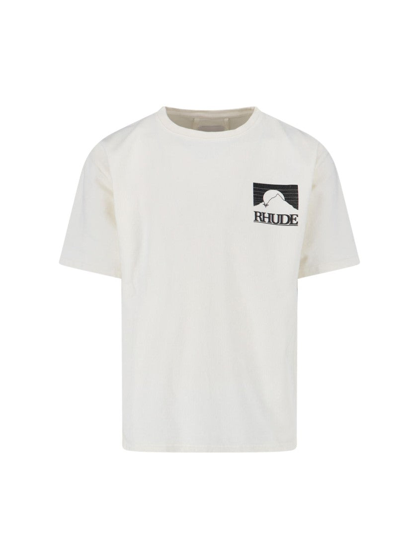 Rhude Minimalist White T-Shirt With Standard Crew Neckline