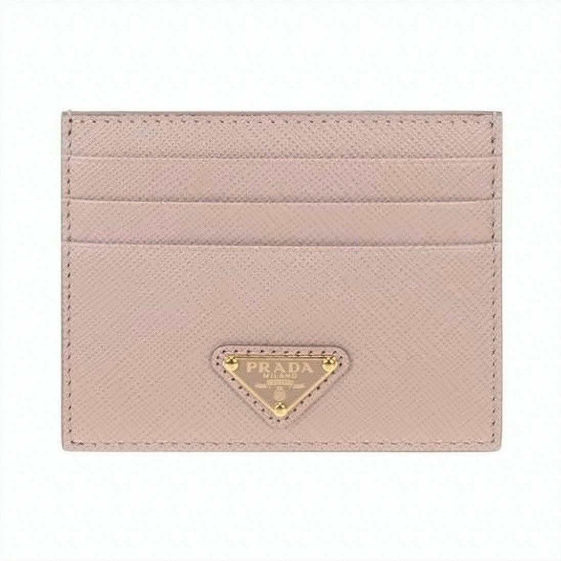 Prada Textured Cowhide Leather Cardholder With Gold-Tone Logo