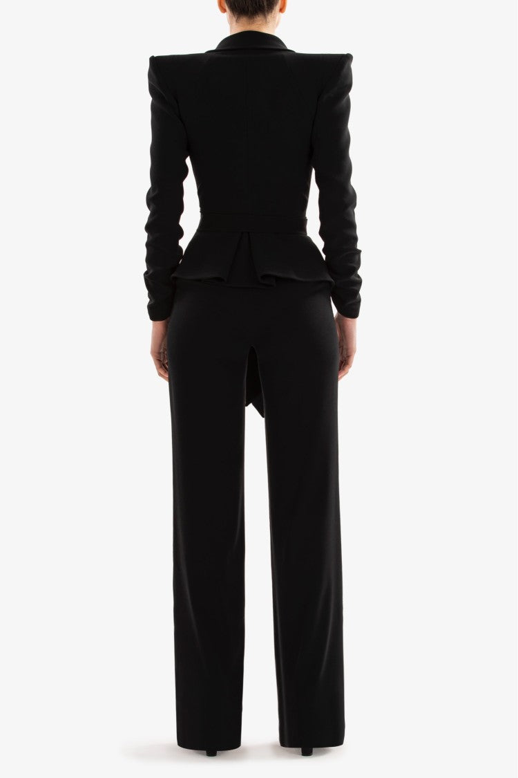 Saiid Kobeisy Jet Black Dotted Tulle Bodysuit