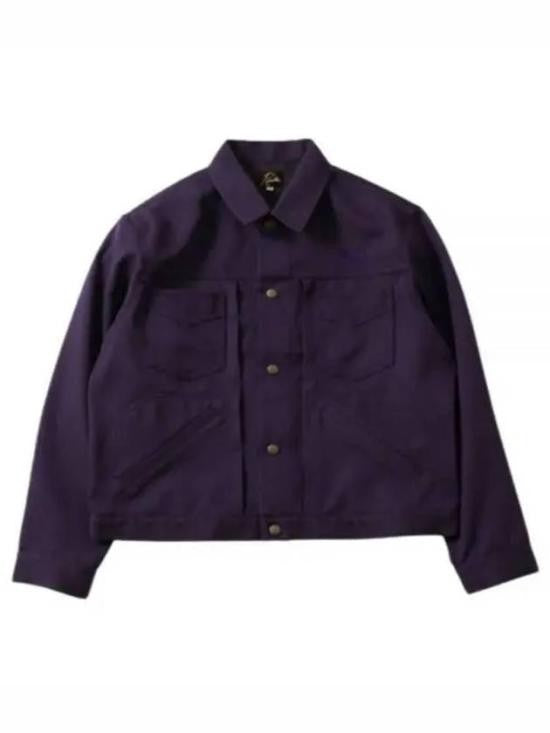 Needles Cropped Purple Polyester Jacket With Button-Up Front