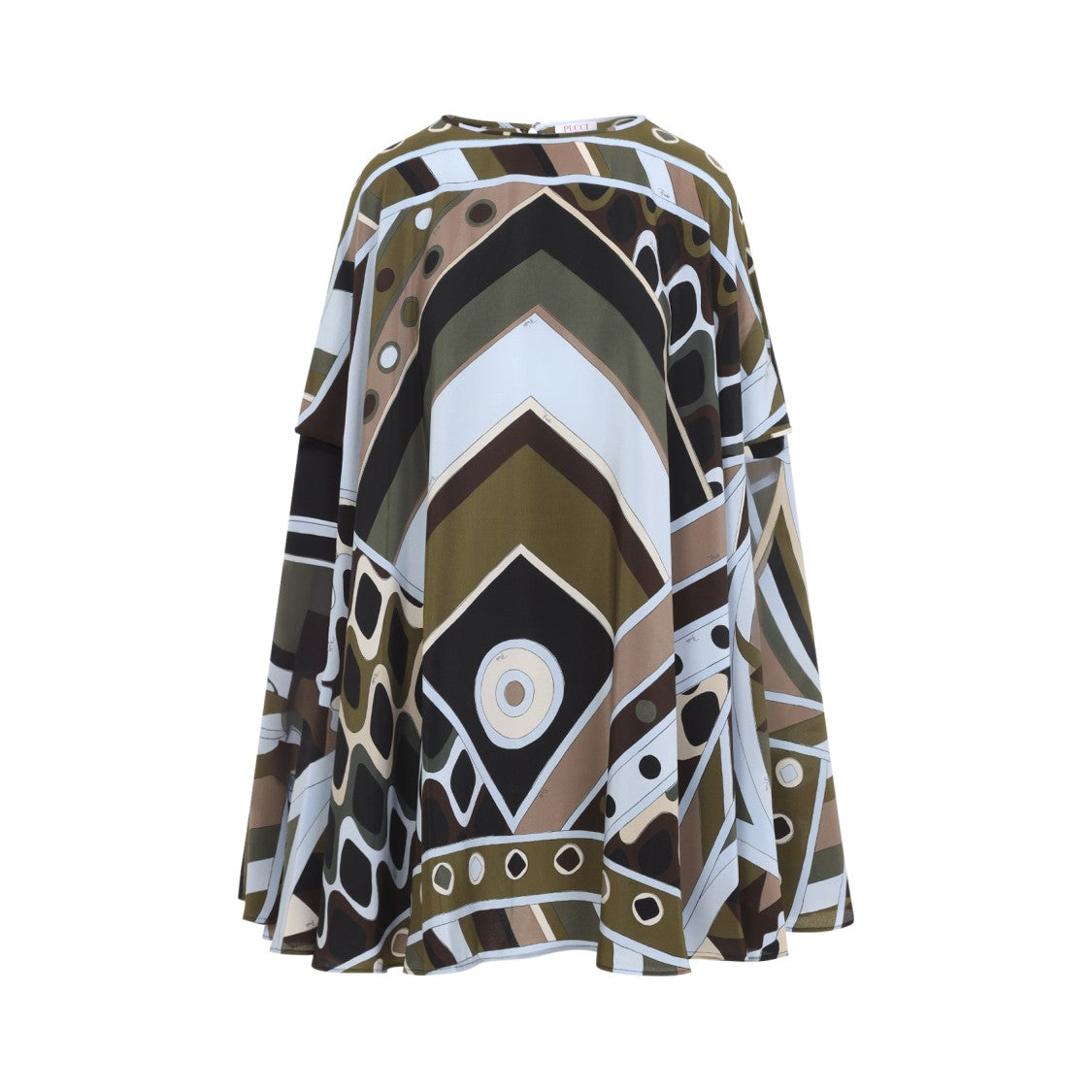 Pucci Geometric Pattern Silk Dress With Wide Sleeves