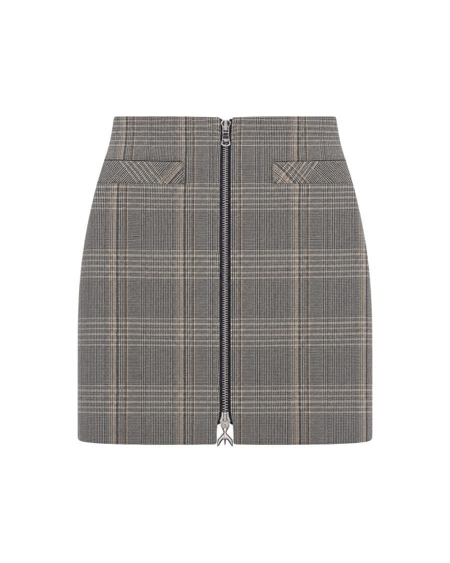 Patrizia Pepe Prince Of Wales Check Mini Skirt With Metal Zip