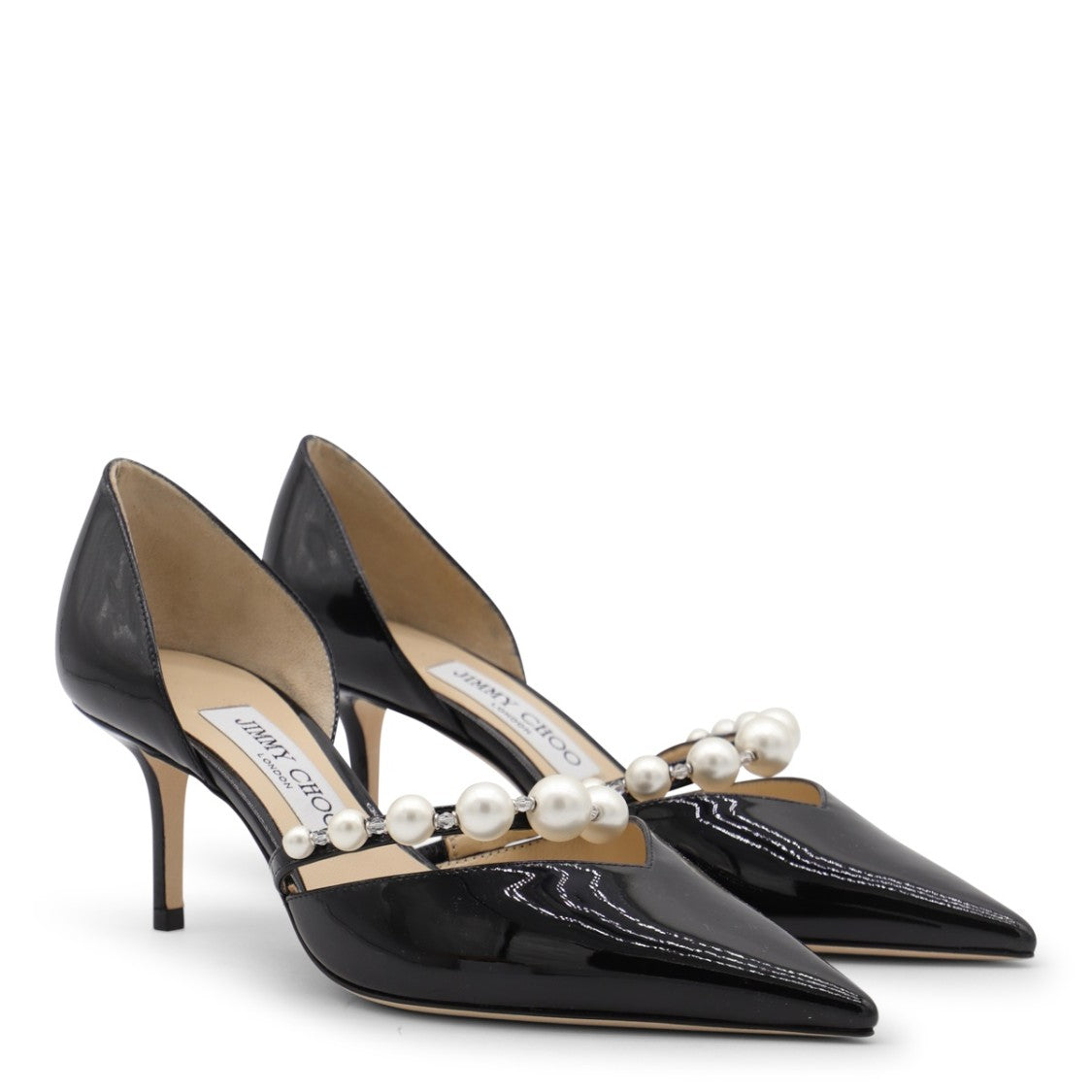 Jimmy Choo Pointed-Toe Black Leather Aurelie Pumps
