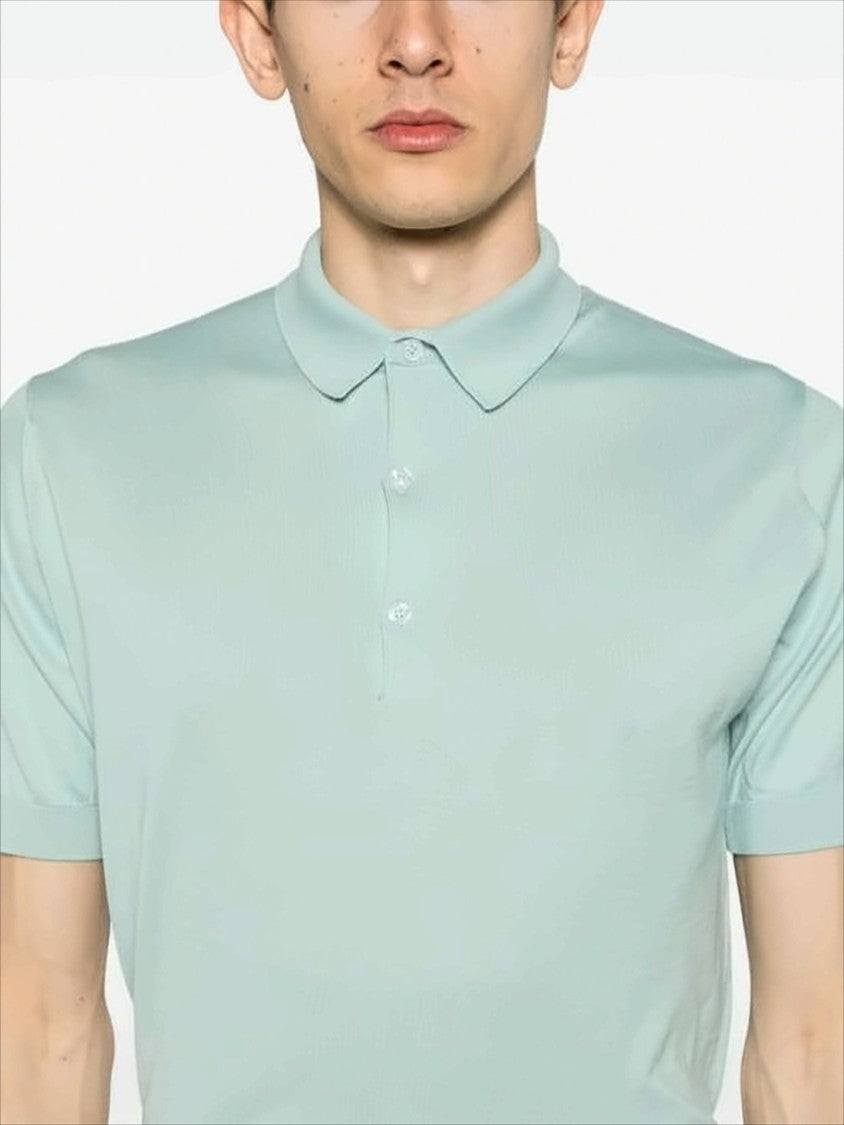 John Smedley Short-Sleeved Polo Shirt With Classic Collar And Ribbed Cuffs