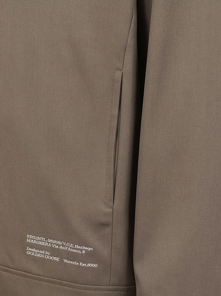 Golden Goose Brown Jacket With Pointed Collar And Star Embellishments