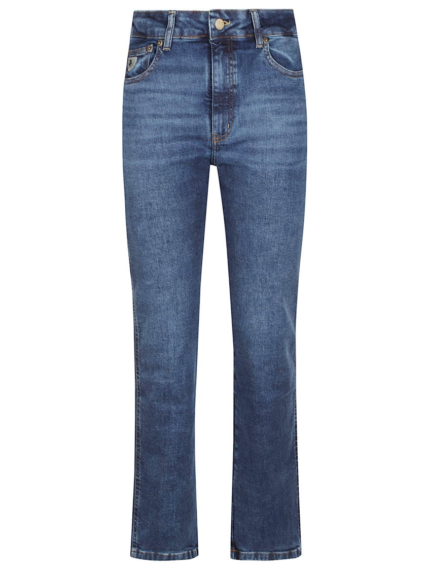 Lois Jeans Mid-Blue Malena F Straight-Leg Faded Cotton Jeans