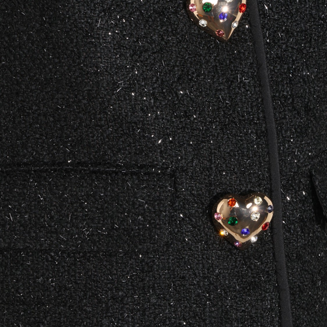 Self-Portrait Textured Heart Button Cropped Jacket