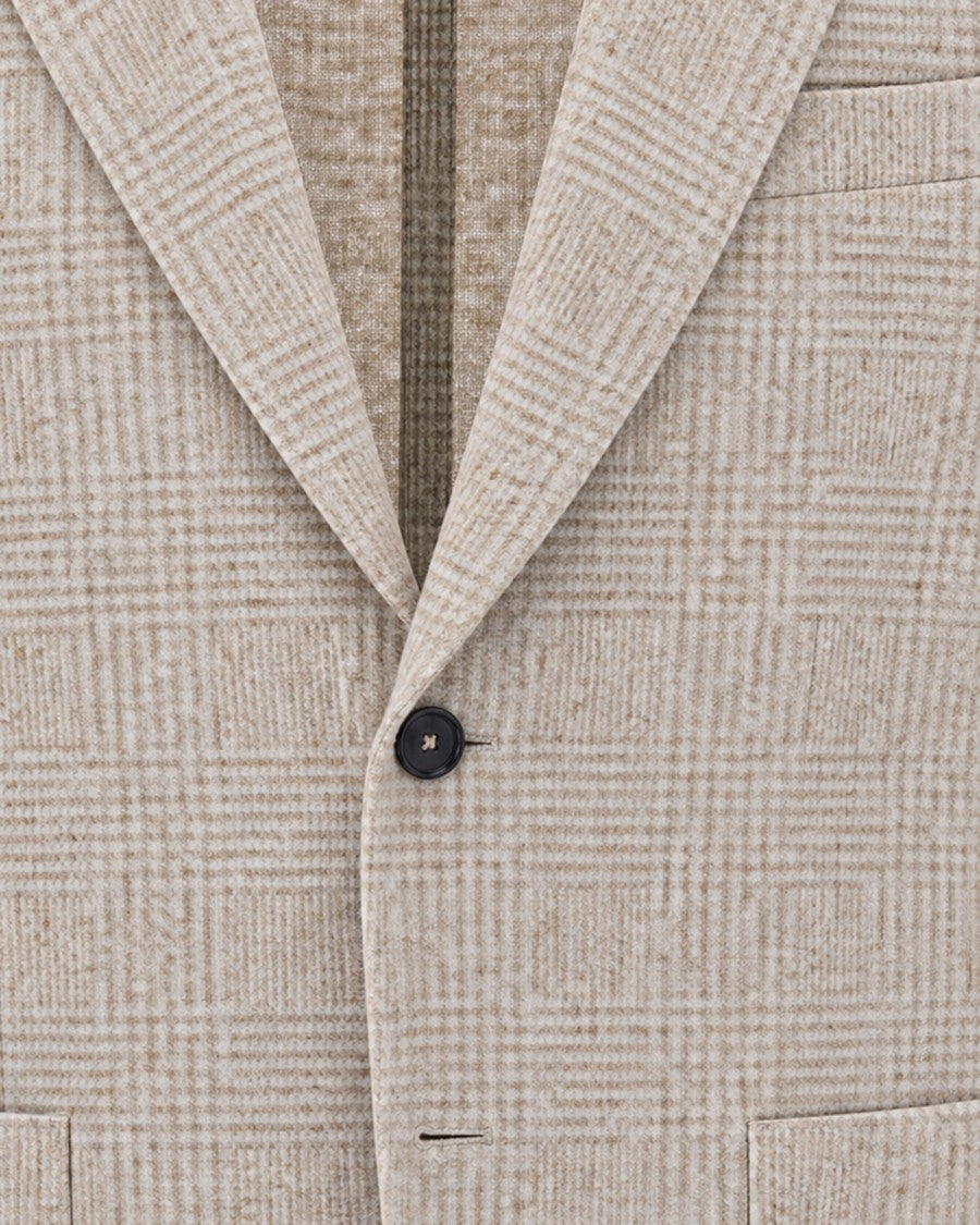 Breras Milano Beige Prince Of Wales Wool-Blend Blazer