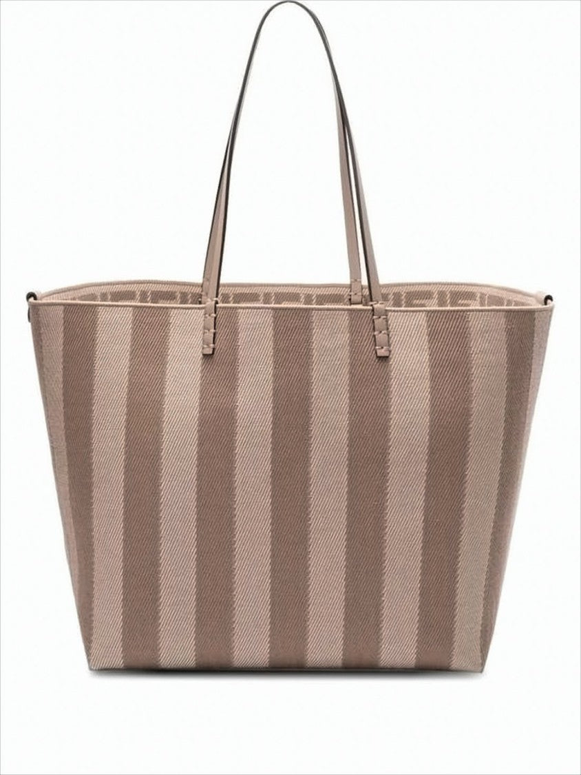 Fendi Vertical Stripe Structured Tote Bag With Monogram Lining