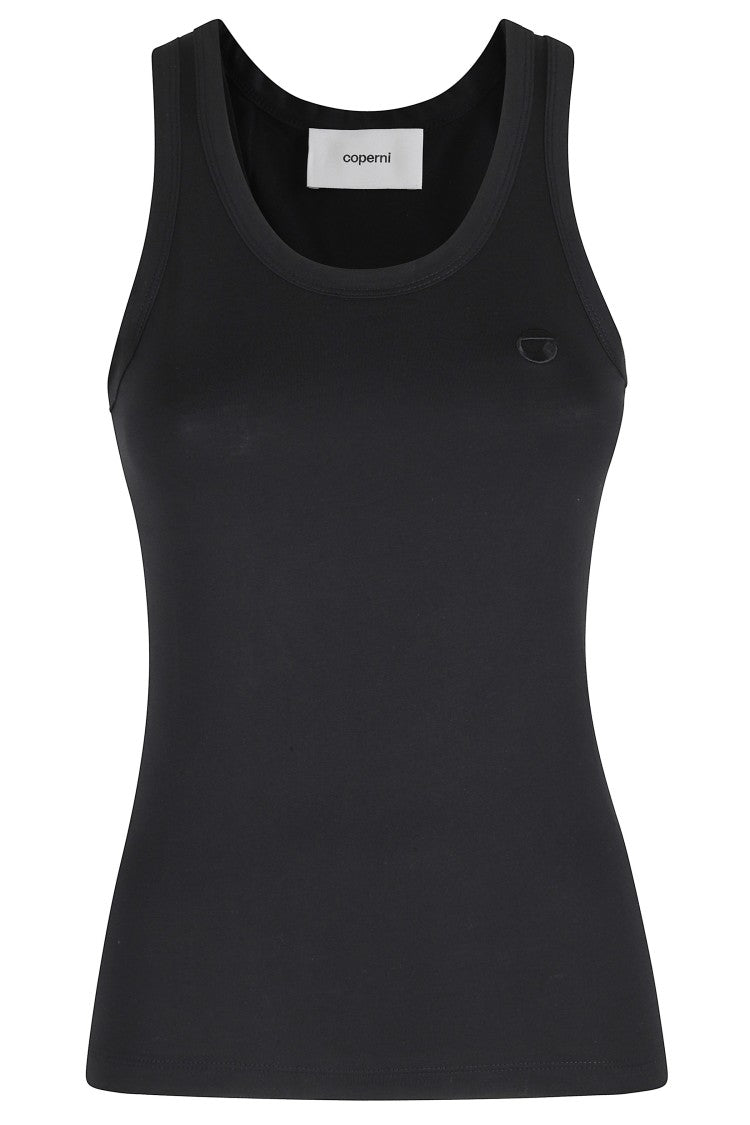 Coperni Black Lightweight Logo Tone-On-Tone Cotton-Blend Tank Top