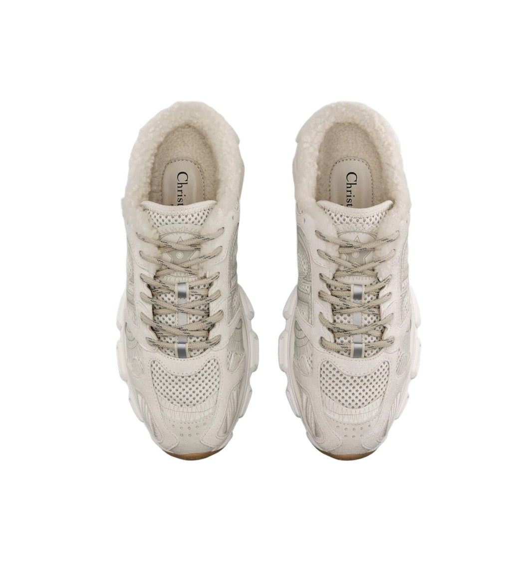 Christian Dior Beige Chunky Shearling Lined Star Sneakers