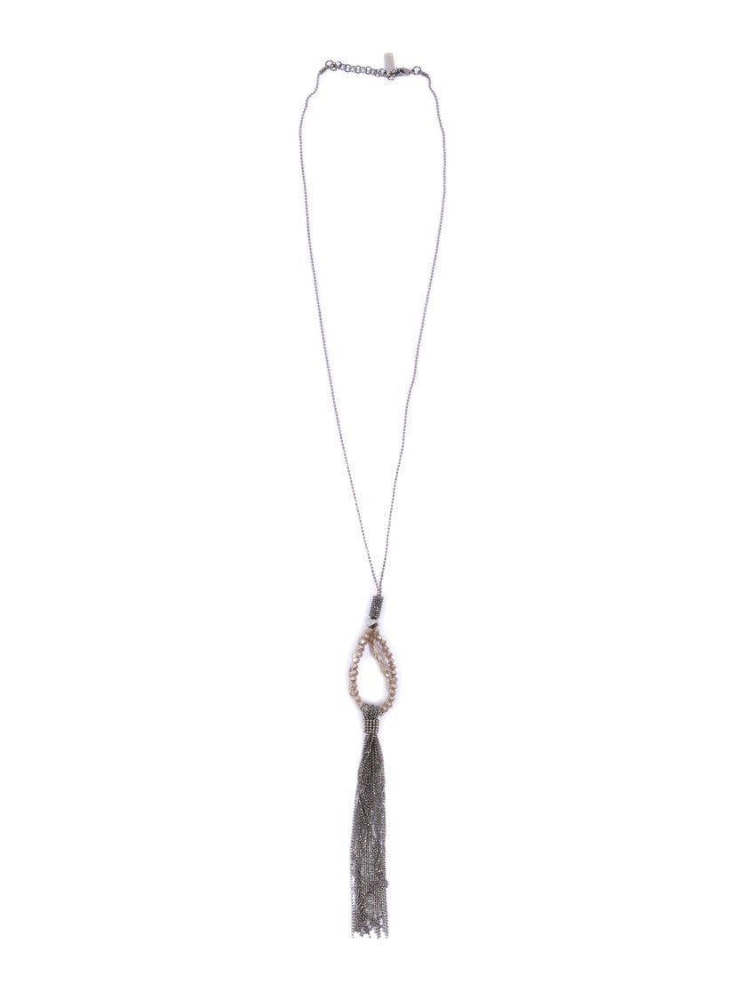 Peserico Teardrop Pendant Necklace With Flowing Tassel