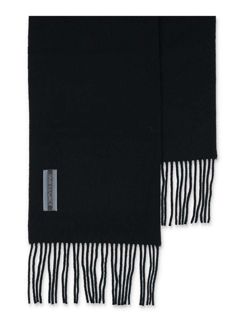 Our Legacy Fringed Black Wool Scarf