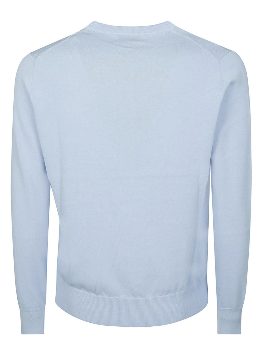Ballantyne Light Blue Plain Cotton Sweater