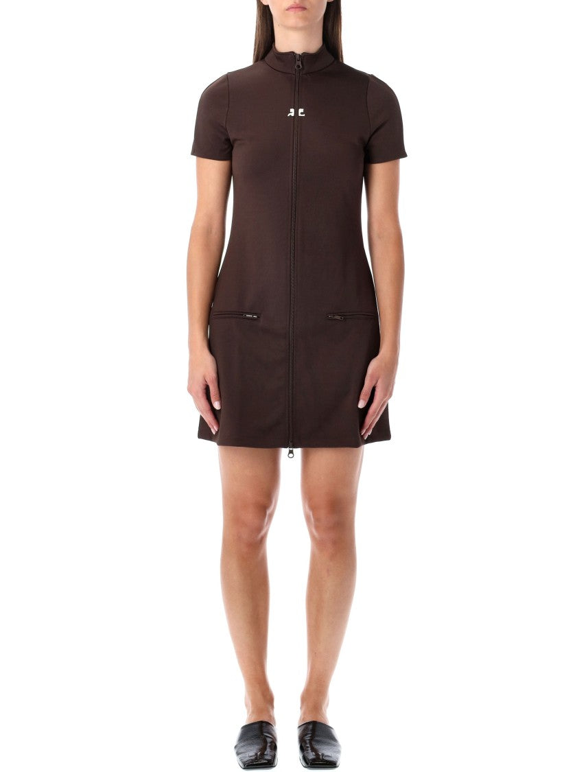 Courrèges Brown Interlock Tracksuit Mini Dress