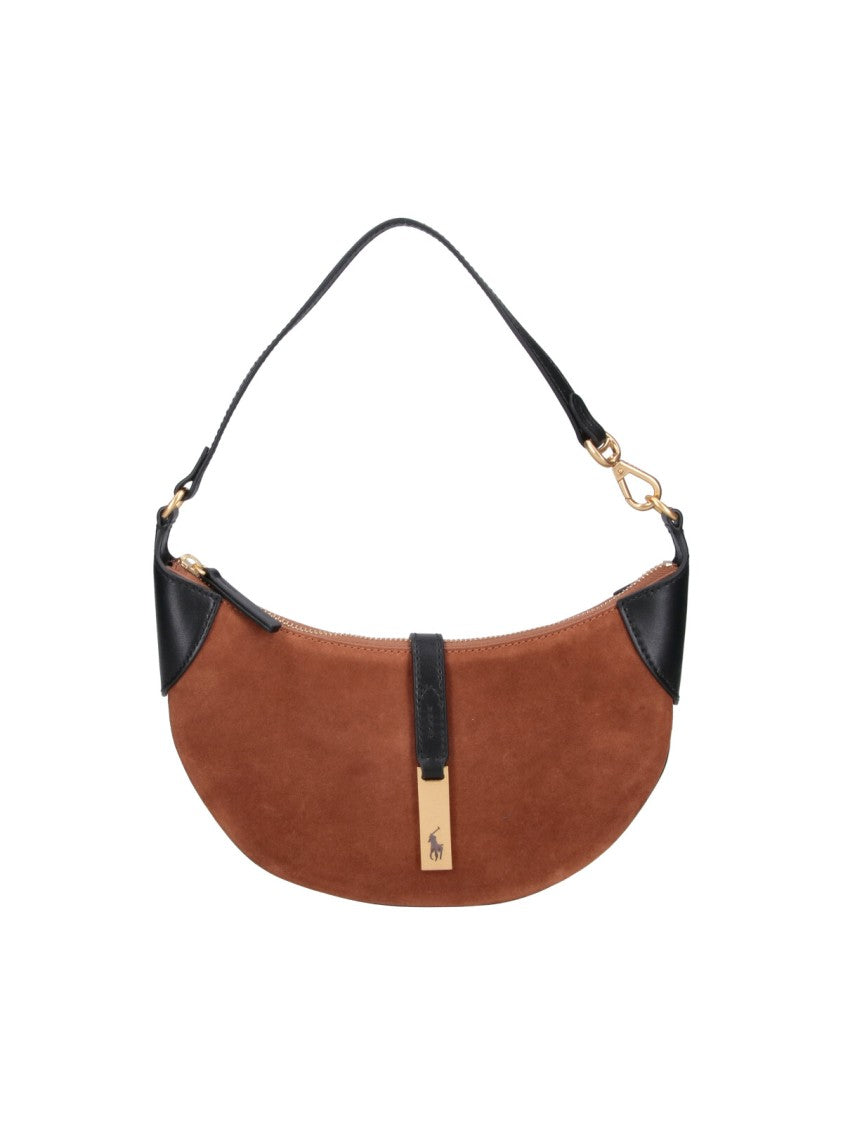 Polo Ralph Lauren Crescent-Shaped Brown Calf Suede Shoulder Bag