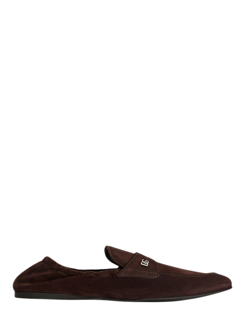 Dolce & Gabbana Pointed Toe Slip-On Shoes In Velvet-Like Calf Leather