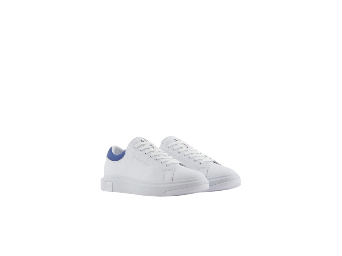 Armani Exchange White Leather Logo Lettering Rubber Sneakers