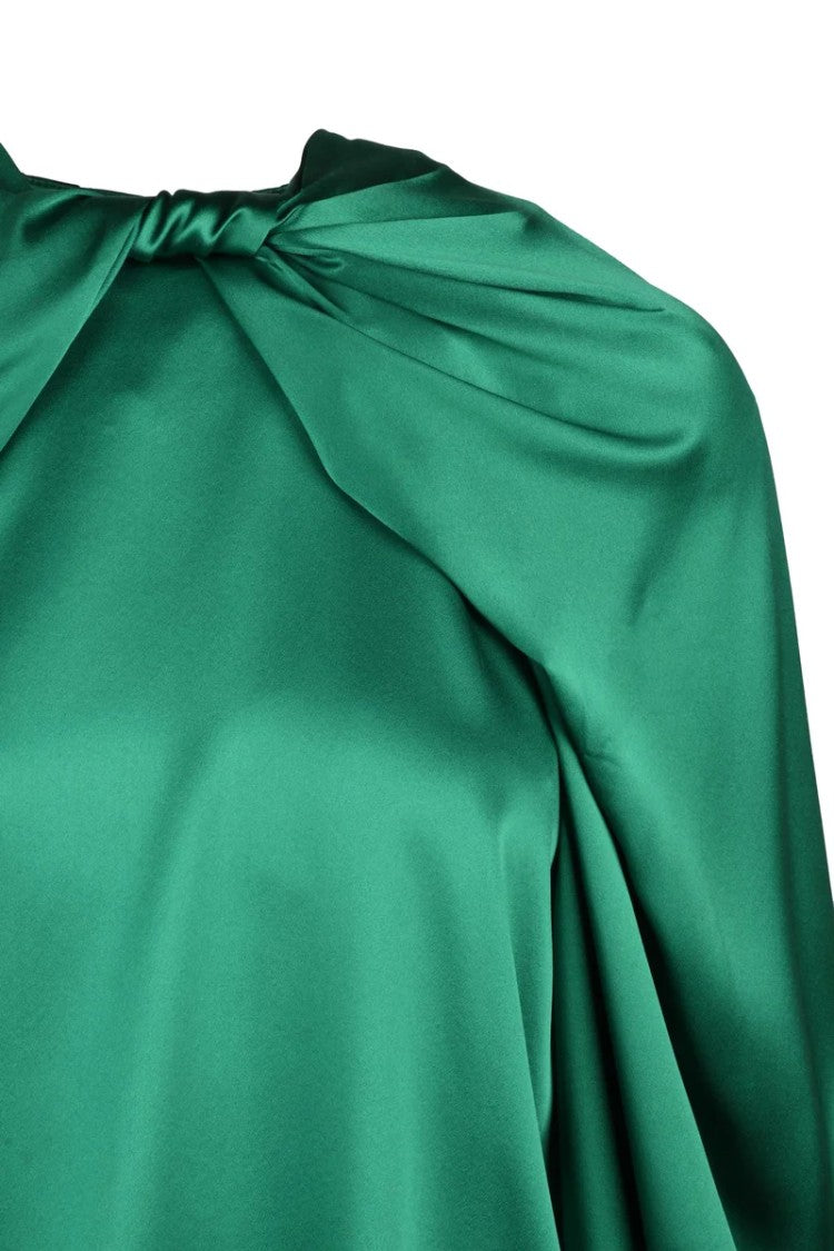 Max Mara Key Silk Satin Blouse - Green