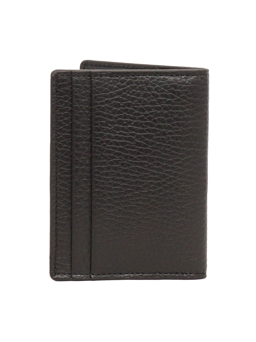 Claudio Orciani Textured Black Calf Leather Cardholder