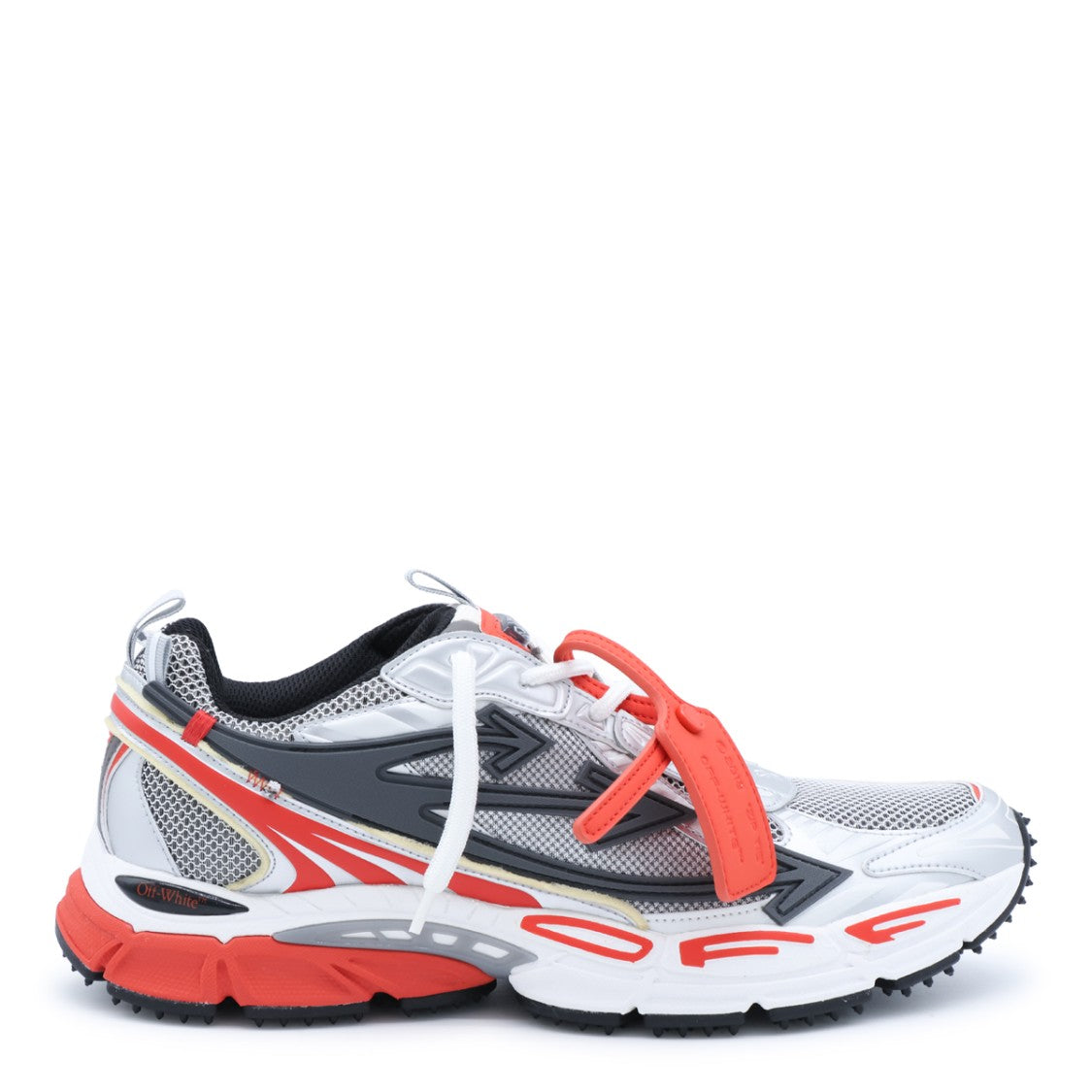 Off-White Grey And Red Be Right Back Mesh Sneakers