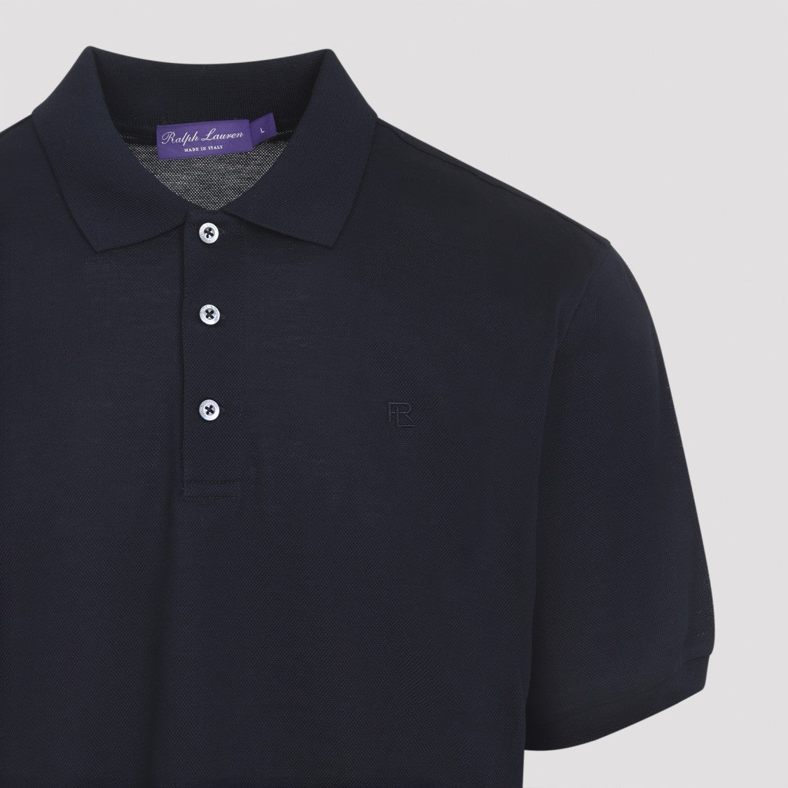 Ralph Lauren X Purple Label Deep Blue Cotton Polo Shirt With Embroidered Logo