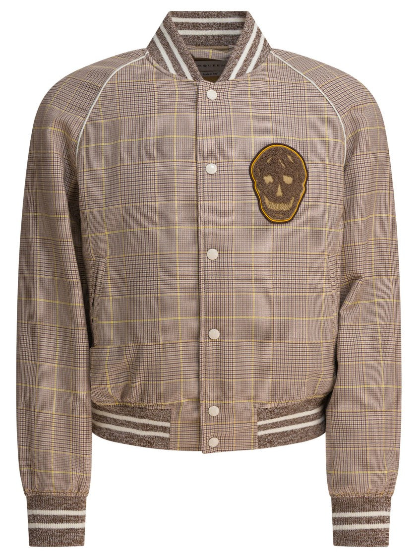 Alexander Mcqueen Beige Plaid Blouson Jacket