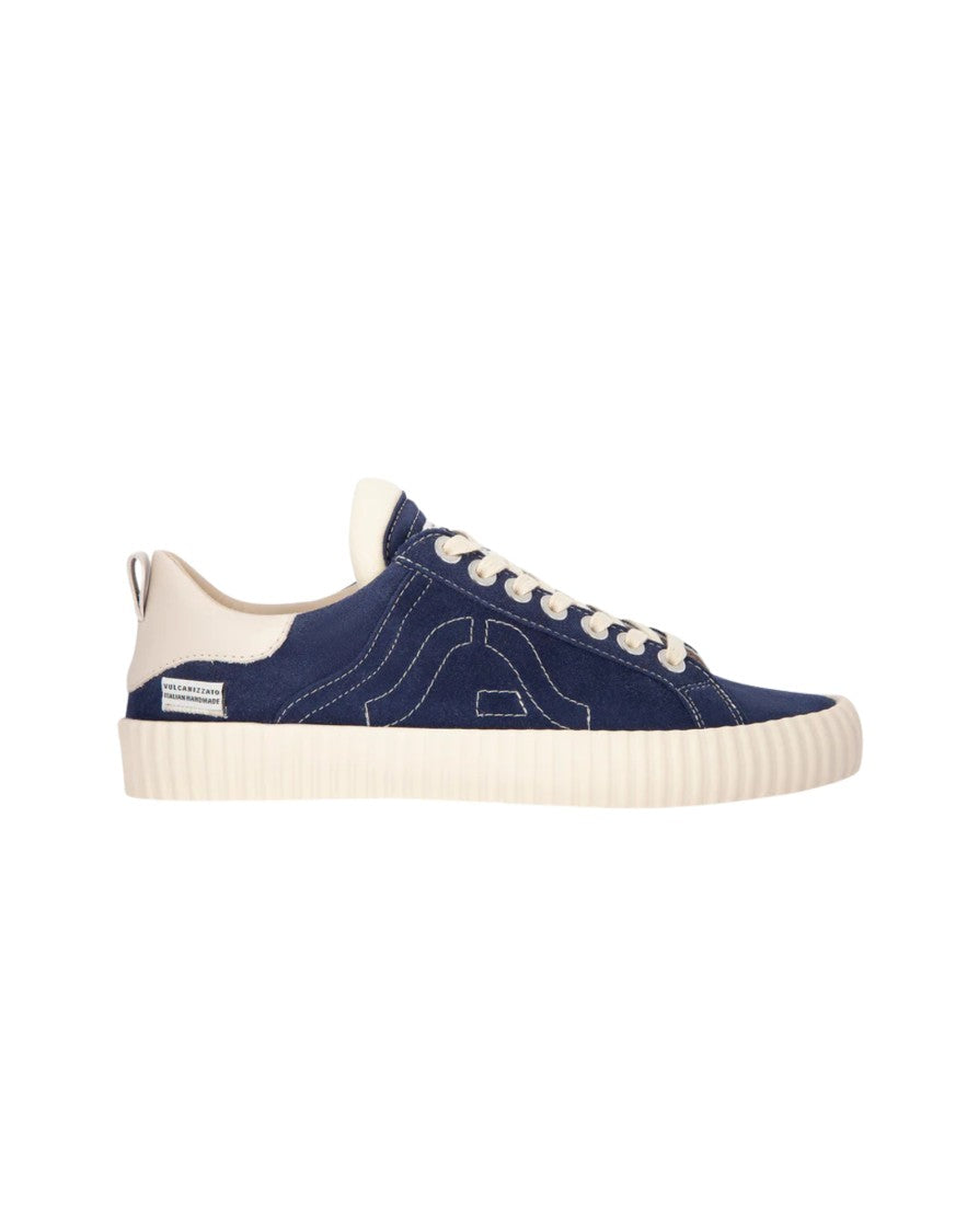 Springa Blue Wavy Suede Sneakers With Leather Details