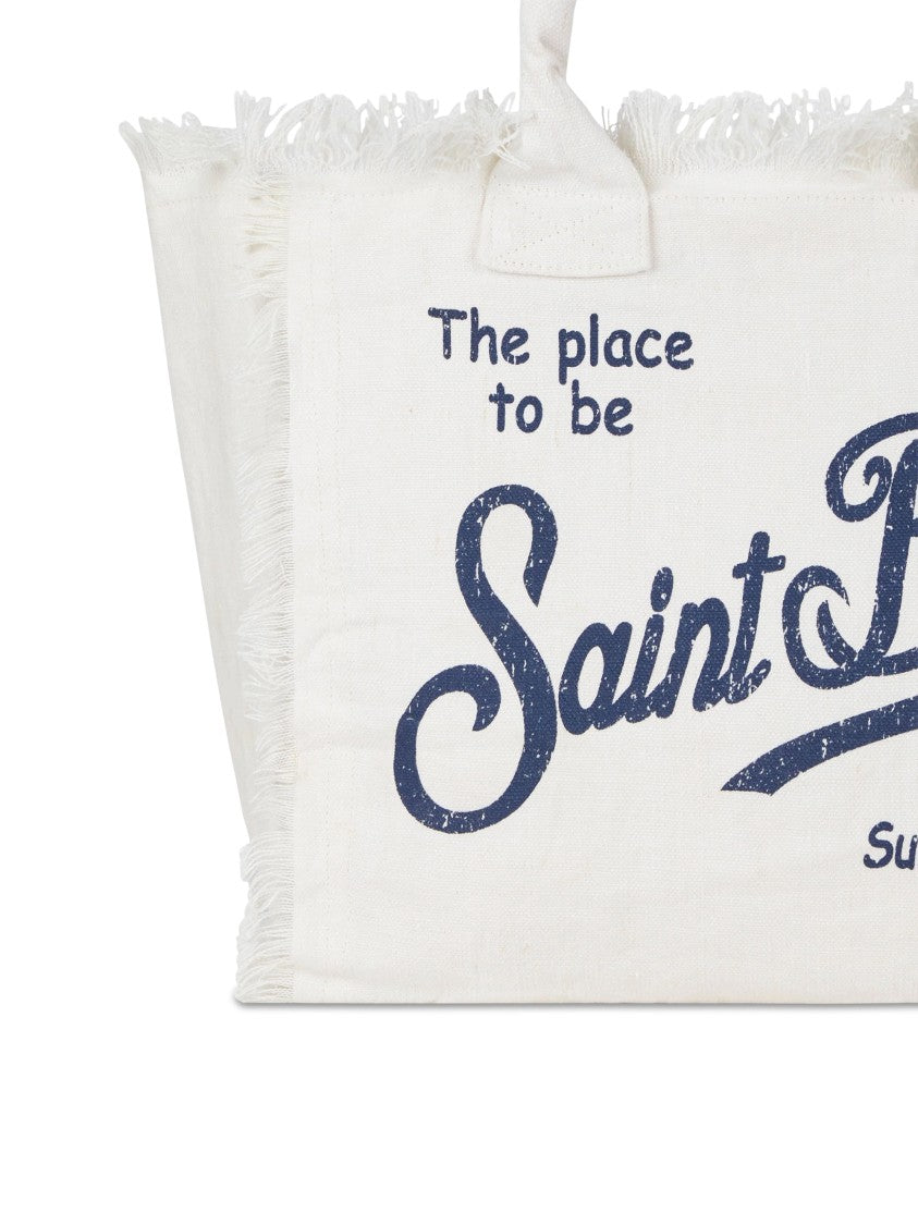 Mc2 Saint Barth Linen Shoulder Bag With Textured Surface