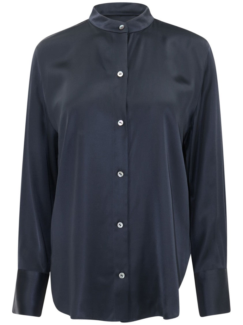 Vince L/S Band Collar Front Shirt