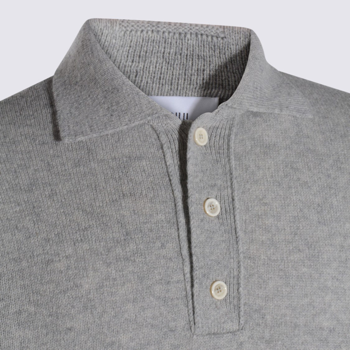 Lardini Light Grey Knit Sweater With Classic Polo Collar