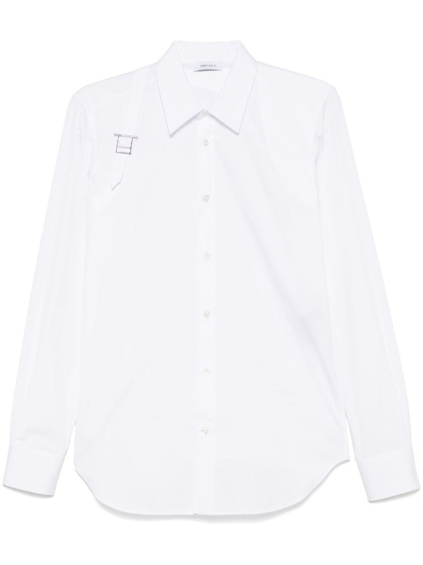 Alexander Mcqueen Refined White Shirt With Metal Accent