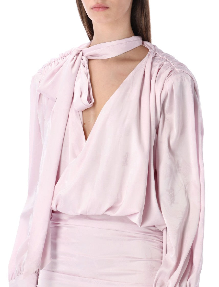 Rotate Soft Pink Floral Jacquard Mini Dress