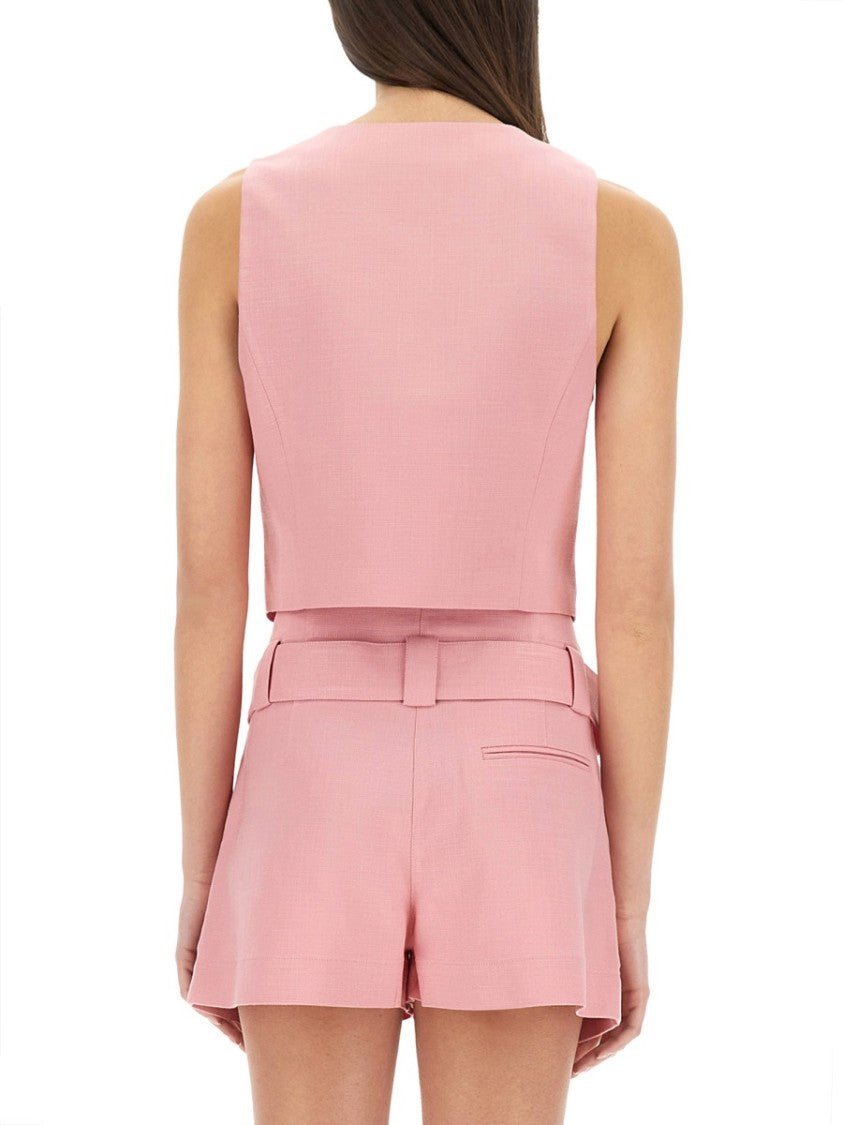Msgm Cropped Vest With Deep V-Neckline