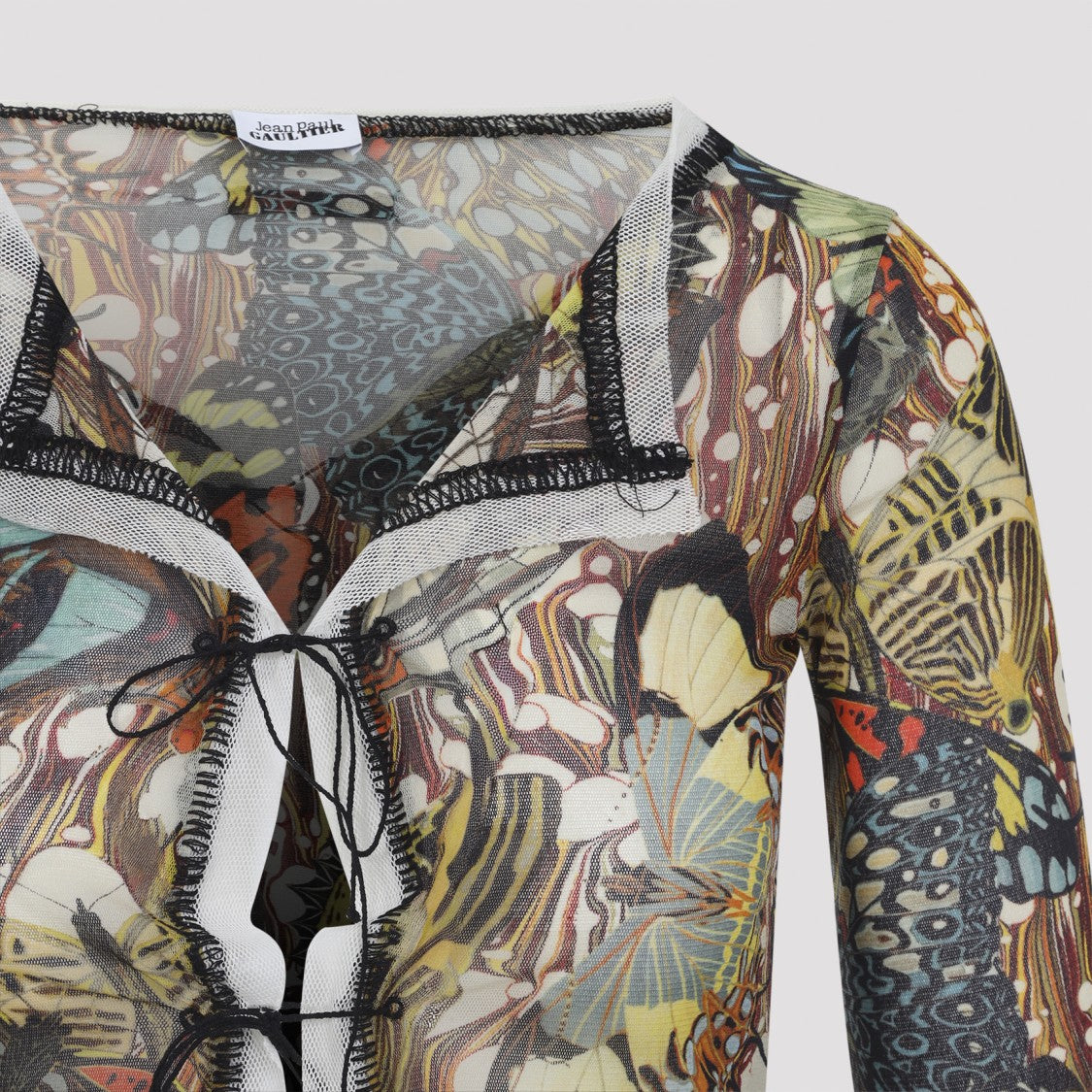 Jean Paul Gaultier Multicolor Butterfly Pattern Semi-Sheer Sweater