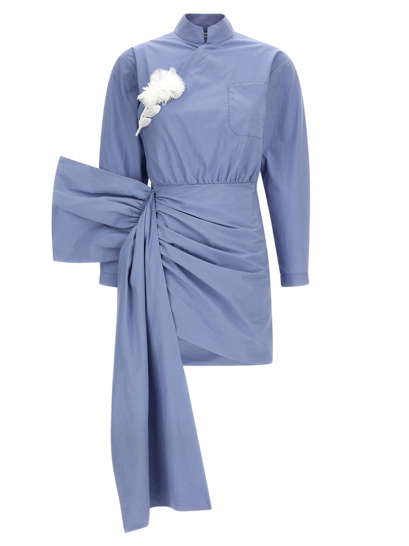 Self-Portrait 'Blue Cotton Tie Side Mini' Dress